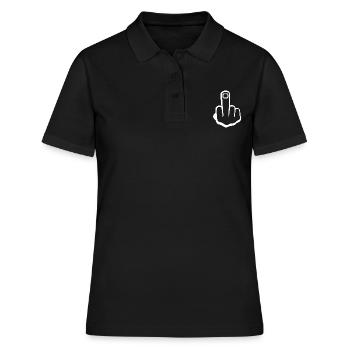 Mittelfinger - Frauen Polo Shirt - Schwarz - Vorne - Ailine (174cm)