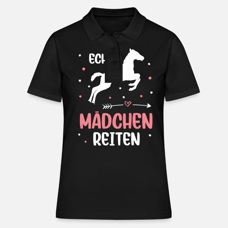 Echte Mädchen Reiten Pferde Mädchen - Frauen Polo Shirt - Schwarz