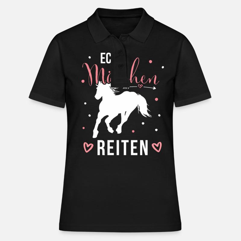 Echte Mädchen Reiten Pferde Mädchen - Frauen Polo Shirt - Schwarz