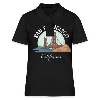 San Francisco - Golden Gate Bridge - Californie - Polo Femme - noir - Devant - Ailine (174cm)