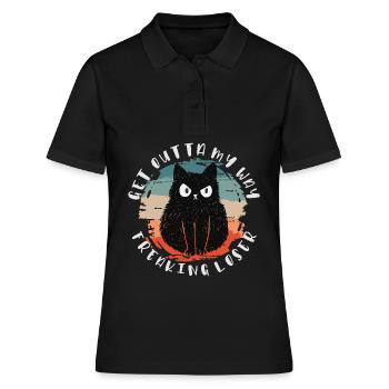 Sors de mon chemin, perdant fou, chat - Polo Femme - noir - Devant - Ailine (174cm)