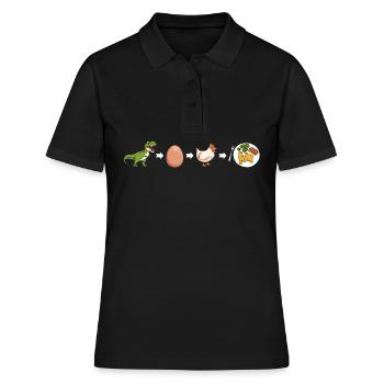 Evolution vom Dinosaurier zum Dino Nugget - Frauen Polo Shirt - Schwarz - Vorne - Ailine (174cm)