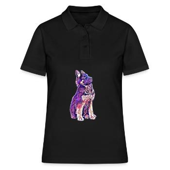 Schäferhund Welpe - Frauen Polo Shirt - Schwarz - Vorne - Ailine (174cm)