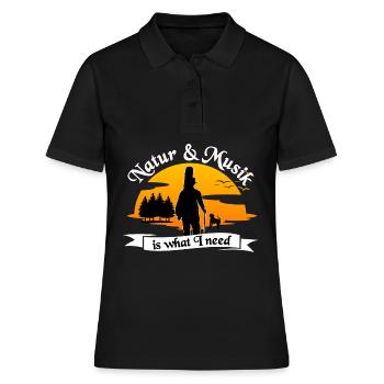 Natur und Musik is what I need - Frauen Polo Shirt - Schwarz - Vorne - Ailine (174cm)