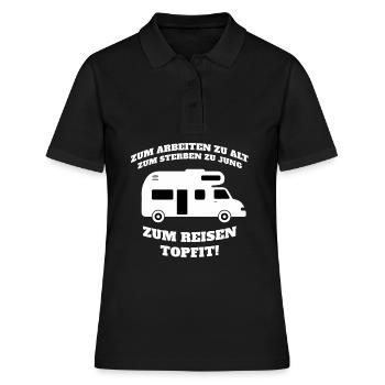 Zum Reisen Topfit! - Frauen Polo Shirt - Schwarz - Vorne - Ailine (174cm)