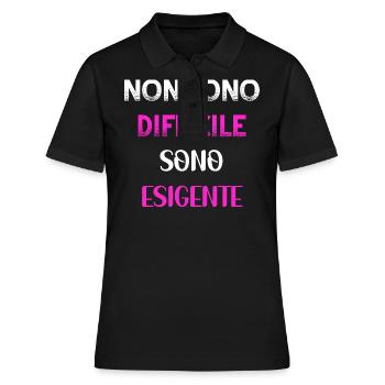 Je ne suis pas difficile je suis exigeante PNK WE - Polo Femme - noir - Devant - Ailine (174cm)