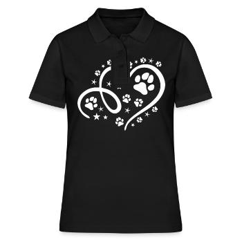 Herz mit Pfötchen und Sternen - Frauen Polo Shirt - Schwarz - Vorne - Ailine (174cm)