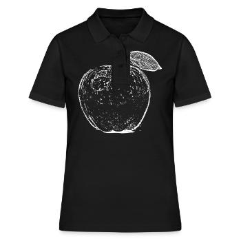 Pomme fruit dessiné à la main - Polo Femme - noir - Devant - Ailine (174cm)