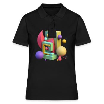 3D - Frauen Polo Shirt - Schwarz - Vorne - Ailine (174cm)