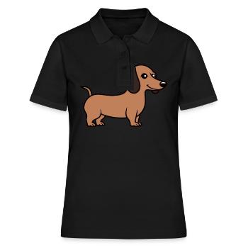 Humour chien teckel - Polo Femme - noir - Devant - Ailine (174cm)