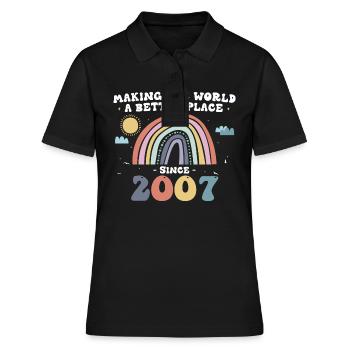Die Welt zu einem besseren Ort machen seit 2007, 16. - Frauen Polo Shirt - Schwarz - Vorne - Ailine (174cm)