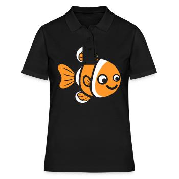 Humour petit poisson clown - Polo Femme - noir - Devant - Ailine (174cm)