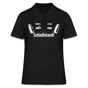 Unterschätze nie eine Frau auf dem Schießstand - Frauen Polo Shirt - Schwarz - Vorne - Ailine (174cm)