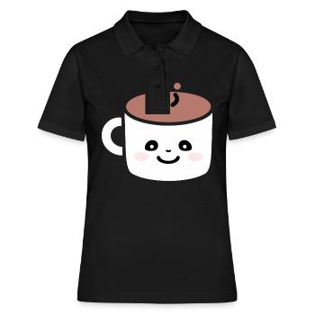Humour petit chocolat chaud - Polo Femme - noir - Devant - Ailine (174cm)