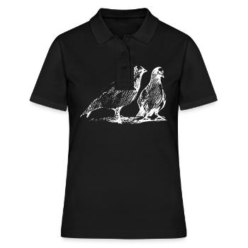 Taube Paar Skizze Tinte - Frauen Polo Shirt - Schwarz - Vorne - Ailine (174cm)