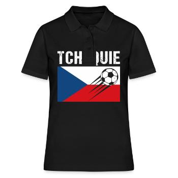 Tschechische Flagge Fußball Tschechisches Fußball Geschenk - Frauen Polo Shirt - Schwarz - Vorne - Ailine (174cm)