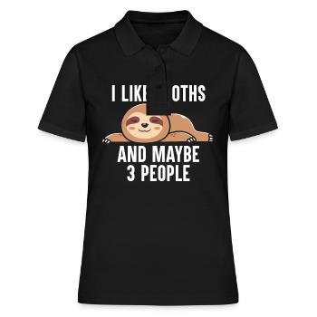 Sloth Lazy Nap Tired Slowly Sleepy Sloths - Women's Polo Shirt - black - Front - Ailine (174cm)