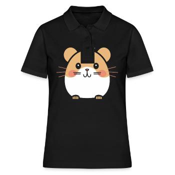 Cute Humor Little Hamster - Women's Polo Shirt - black - Front - Ailine (174cm)