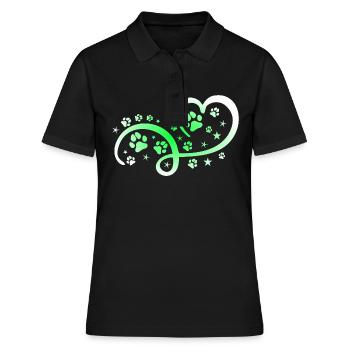Herz mit Pfötchen und Sternen - Frauen Polo Shirt - Schwarz - Vorne - Ailine (174cm)