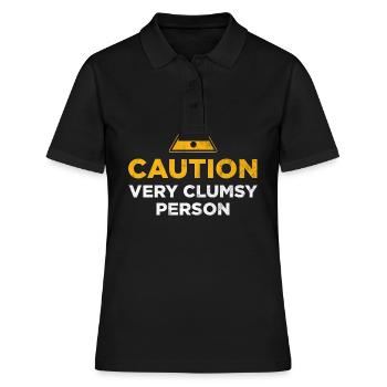 Achtung Sehr ungeschickte Person - Frauen Polo Shirt - Schwarz - Vorne - Ailine (174cm)