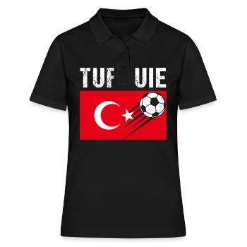 Drapeau Turquie cadeau football foot Turc - Polo Femme - noir - Devant - Ailine (174cm)