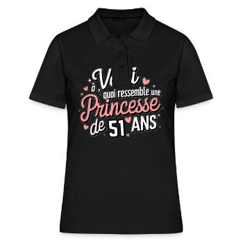 Princess 51 years old - Women's Polo Shirt - black - Front - Ailine (174cm)