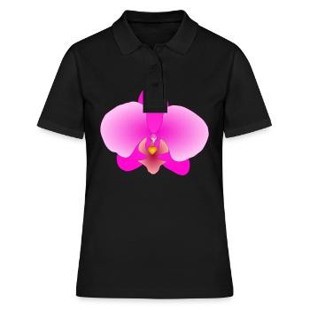 Rosa Orchidee - Frauen Polo Shirt - Schwarz - Vorne - Ailine (174cm)