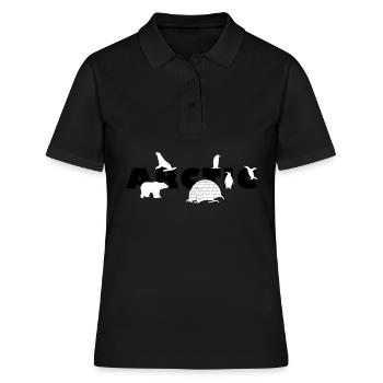 Arktis Design ARCTIC mit Iglu Eisbär Robbe Pinguin - Frauen Polo Shirt - Schwarz - Vorne - Ailine (174cm)