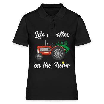 La vie est meilleure à la ferme Drôle de tracteur Poulet - Polo Femme - noir - Devant - Ailine (174cm)