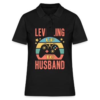 Gamer Ehemann Leveling Up Hochzeit Verlobungsbräutigam - Frauen Polo Shirt - Schwarz - Vorne - Ailine (174cm)