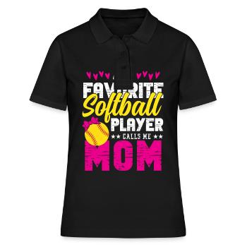 Drôle Softball Maman Fille Pratique Parents Fiers - Polo Femme - noir - Devant - Ailine (174cm)