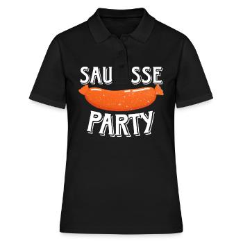 Saucisse Party - Humour Beauf Barbecue Papa Été - Polo Femme - noir - Devant - Ailine (174cm)
