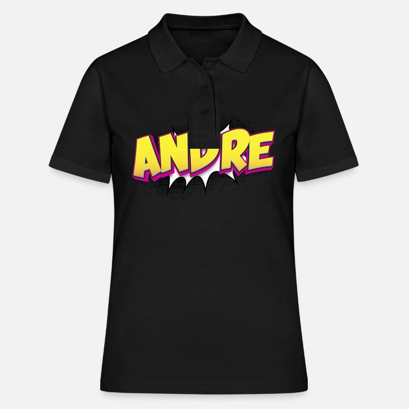 Andre Custom Name Comic Book Style Pop Art, Andre - Women's Polo Shirt - black