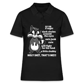 Raccoon süße lustige Waldtier Sprüche und Bilder - Frauen Polo Shirt - Schwarz - Vorne - Ailine (174cm)