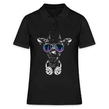 Giraffe mit Kopfhörer und cooler Sonnen Brille - Frauen Polo Shirt - Schwarz - Vorne - Ailine (174cm)