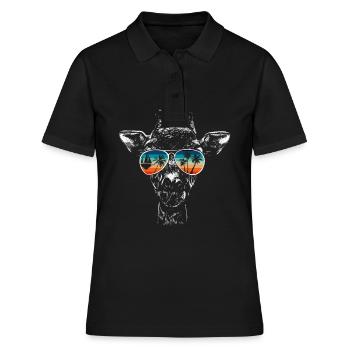 Giraffe mit cooler Sonnen Brille für Urlauber - Frauen Polo Shirt - Schwarz - Vorne - Ailine (174cm)