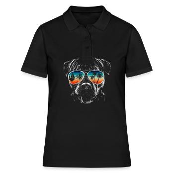 Dog with cool sunglasses for holidaymakers - Women's Polo Shirt - black - Front - Ailine (174cm)