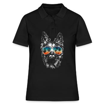 Dog with cool sunglasses for holidaymakers - Women's Polo Shirt - black - Front - Ailine (174cm)