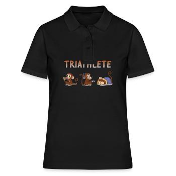 triathlete gamers monkey eating, gaming, sleeping - Women's Polo Shirt - black - Front - Ailine (174cm)