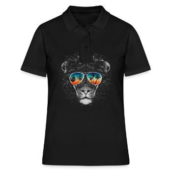 Lion with cool sunglasses for holidaymakers - Women's Polo Shirt - black - Front - Ailine (174cm)