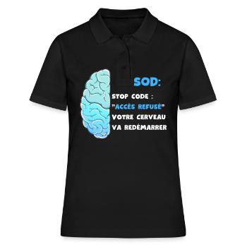 Votre cerveau va redémarrer. Accès refusé BSOD - Polo Femme - noir - Devant - Ailine (174cm)