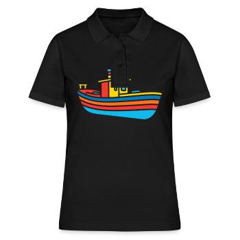 Bateau humour péniche - Polo Femme - noir - Devant - Ailine (174cm)