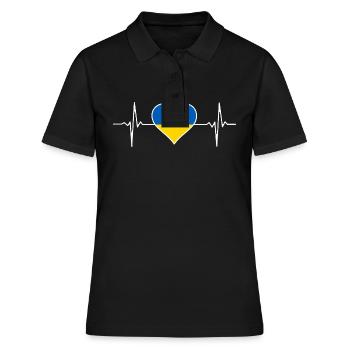 Battement de cœur du drapeau de l’Ukraine - Polo Femme - noir - Devant - Ailine (174cm)
