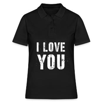 I LOVE YOU t-shirt | Bestseller | - Frauen Polo Shirt - Schwarz - Vorne - Ailine (174cm)