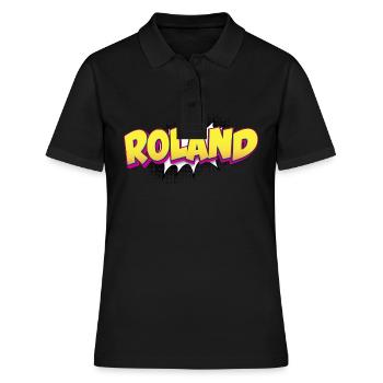 Roland Nom personnalisé Style bande dessinée Pop Art, - Polo Femme - noir - Devant - Ailine (174cm)