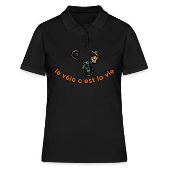 Radfahren ist Leben,Radfahren,Radfahrer,Radfahren - Frauen Polo Shirt - Schwarz - Vorne - Ailine (174cm)