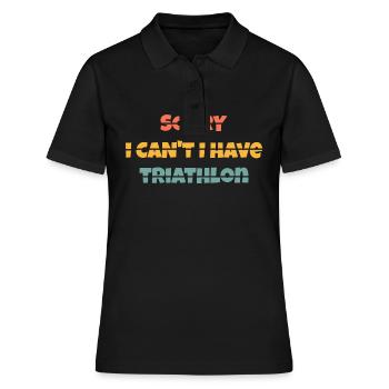 T shirt Sorry I can't i have triathlon - Polo Femme - noir - Devant - Ailine (174cm)