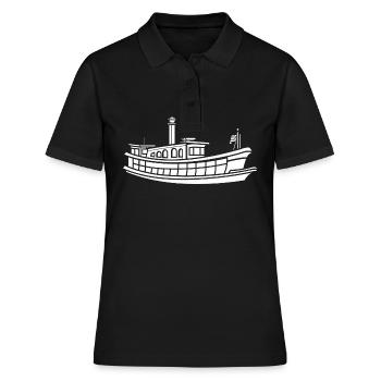 Bateau humour péniche - Polo Femme - noir - Devant - Ailine (174cm)