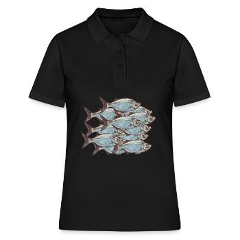 Fischschwarm - Frauen Polo Shirt - Schwarz - Vorne - Ailine (174cm)