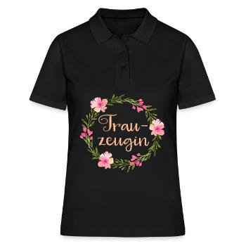 Trauzeugin Junggesellinnenabschied - Frauen Polo Shirt - Schwarz - Vorne - Ailine (174cm)